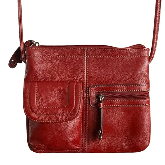 Tignanello Genuine Leather Red Crossbody Handbag.